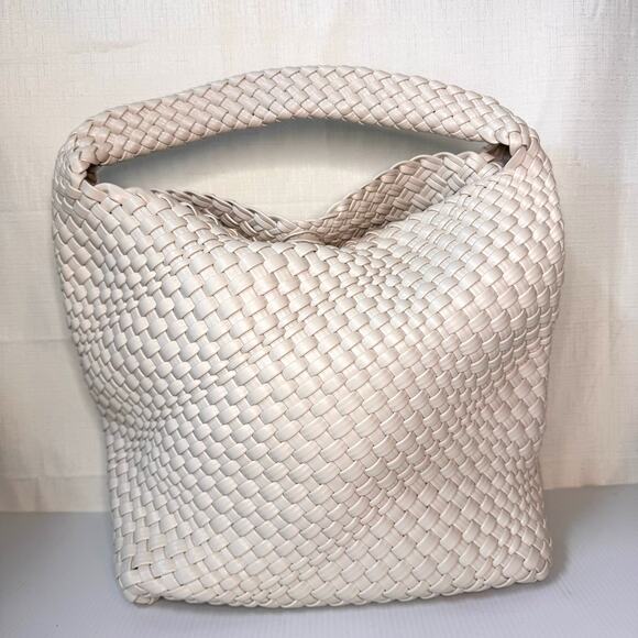 RACHEL ZOE Shoulder Bag Clutch Woven Cream Modern Minimalist Neutral Capsule - Picture 3 of 16